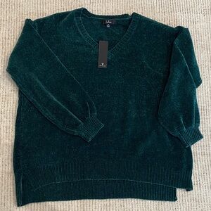 Lulus Teal Chenille V-Neck Women’s Sweater NEW